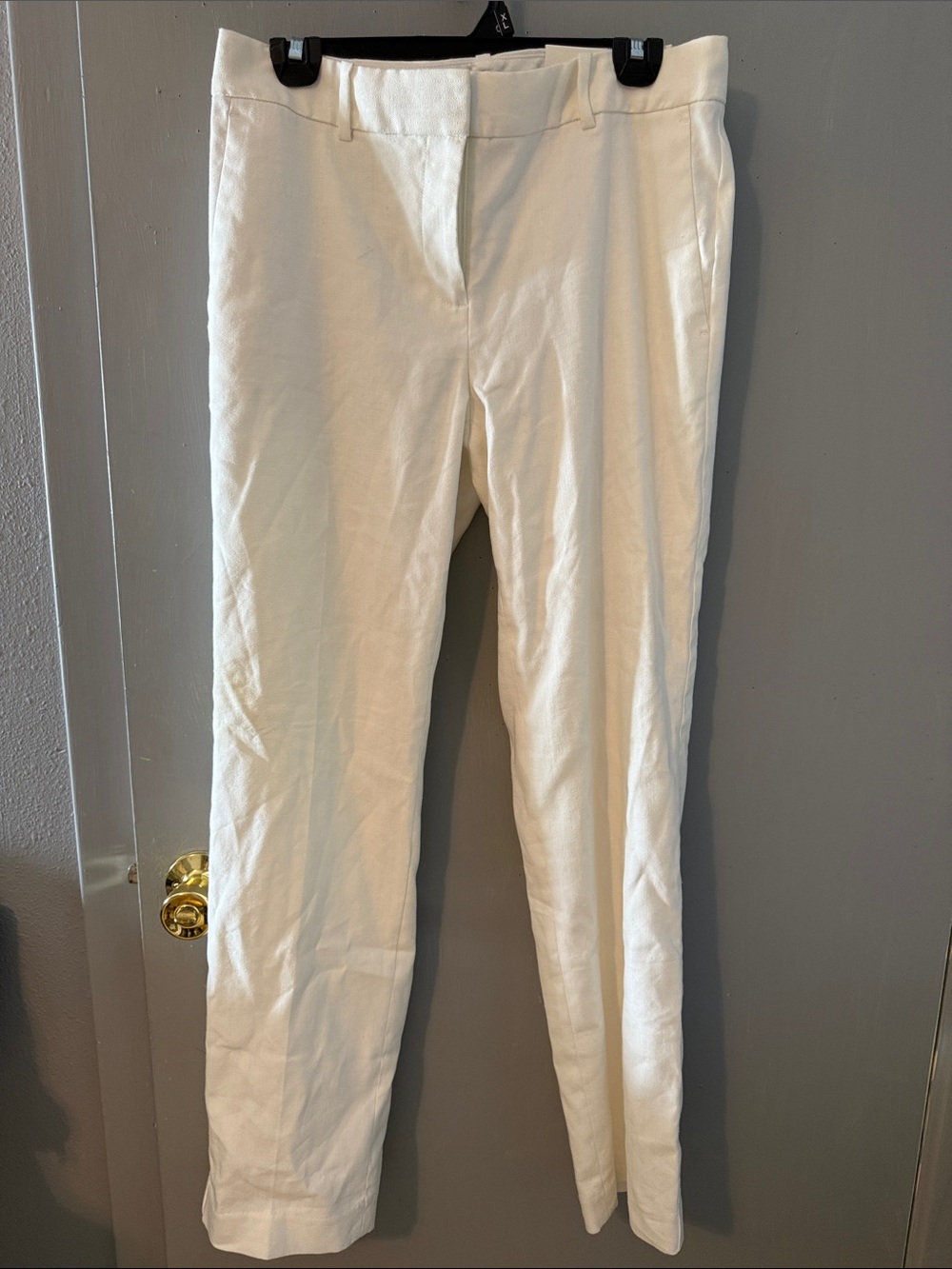 Ann Taylor Factory Cream Straight-Leg Trousers